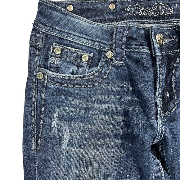 Miss Me Y2K Low-Rise Bootcut Jeans 26" Stretch Denim Flap Pockets Western Rodeo - Picture 12 of 15